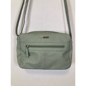MultiSac Crossbody Bag Womens Sage Green Vegan Leather Multi-Pocket